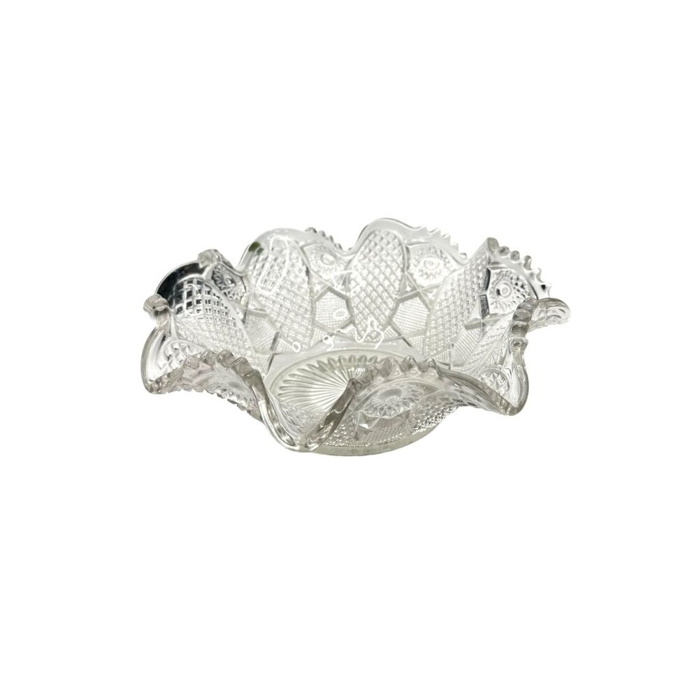 Vintage Clear Pressed Glass Decorative Bowl